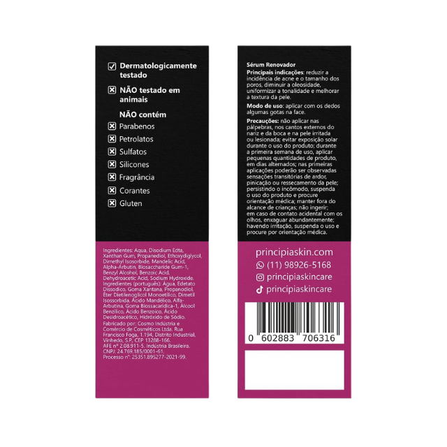 Principia AM-10 Mandelic Acid Serum 10% + Alpha Arbutin 1% for Dark Spot & Oil Control Care, 1.01 fl oz (30 mL) label detail highlighting actives – Buy now at MKPBR.COM – Worldwide Shipping