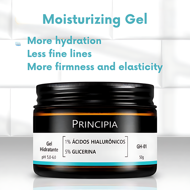 Principia GH-01 Hydrating Face Gel with Hyaluronic Acids 1% + Glycerin 5% for Lightweight Hydration & Fine Line Care, 1.76 oz (50 g) minimalist studio shot – Buy now at MKPBR.COM – Worldwide Shipping