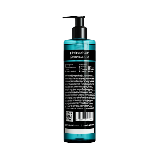 Principia GL-01 Salicylic Acid Face Cleanser Gel for Oil Control, 12.35 oz (350 g) label detail for actives – Buy now at MKPBR.COM – Worldwide Shipping