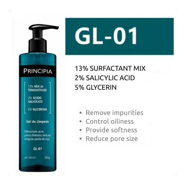 Principia GL-01 Salicylic Acid Face Cleanser Gel for Oil Control, 12.35 oz (350 g) minimalist studio shot – Buy now at MKPBR.COM – Worldwide Shipping