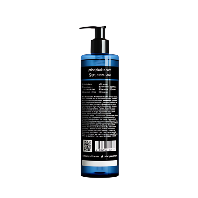 Principia GL-02 Gentle Face Cleanser Gel for Sensitive Skin Hydration & Oil Balance, 12.35 oz (350 g) label detail highlighting hydration actives – Buy now at MKPBR.COM – Worldwide Shipping