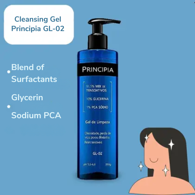 Principia GL-02 Gentle Face Cleanser Gel for Sensitive Skin Hydration & Oil Balance, 12.35 oz (350 g) minimalist studio shot – Buy now at MKPBR.COM – Worldwide Shipping