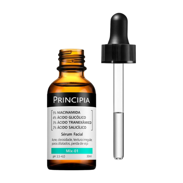 Principia Mix-01 Multi-Acid Serum for Oil Control & Blemish-Prone Skin, 1.01 fl oz (30 mL) dropper detail – Buy now at MKPBR.COM – Worldwide Shipping