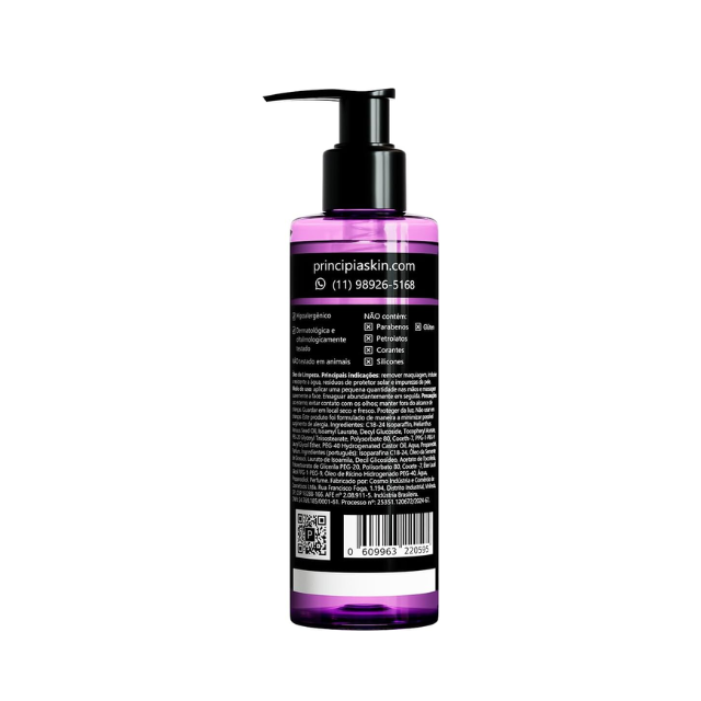 Principia OL-01 Makeup Removing Cleansing Oil with Sunflower Oil 30% + Vitamin E 1%, 6.76 fl oz (200 mL) label detail highlighting actives – Buy now at MKPBR.COM – Worldwide Shipping
