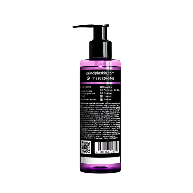 Principia OL-01 Makeup Removing Cleansing Oil with Sunflower Oil 30% + Vitamin E 1%, 6.76 fl oz (200 mL) label detail highlighting actives – Buy now at MKPBR.COM – Worldwide Shipping