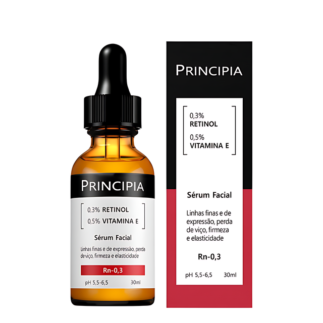  Principia RN-0.3 Retinol Serum 0.3% + Vitamin E 0.5% for Fine Line & Firmness Care, 1.01 fl oz (30 mL) front bottle view – Buy now at MKPBR.COM – Worldwide Shipping