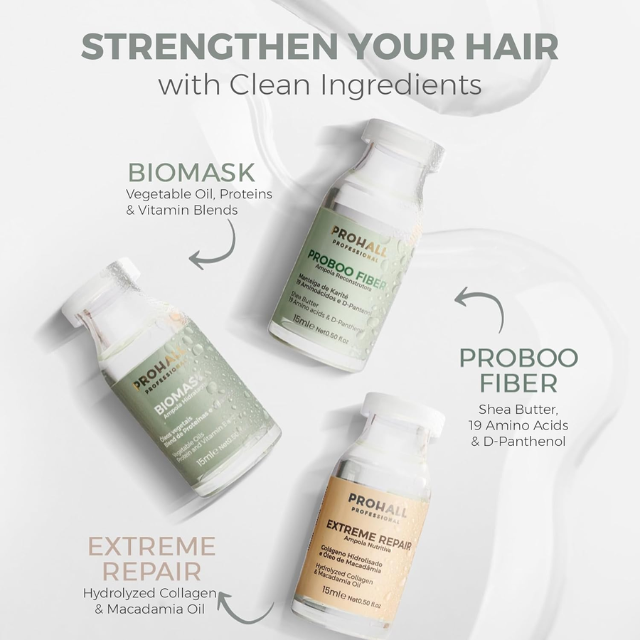 Prohall Premium Hair Kit Ingredients Collagen and Macadamia – Buy now at MKPBR.COM – Worldwide Shipping