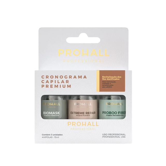 Prohall Premium Hair Schedule Kit 3 Ampoules 0.51 oz (15 ml) – Buy now at MKPBR.COM – Worldwide Shipping