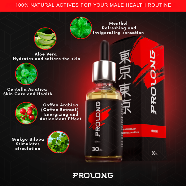 Prolong Refreshing Topical Serum for Men, Fast-Absorbing Daily Skin Care – 1.01 oz (30 mL) – Ginkgo Biloba, Centella, Aloe Vera and Green Coffee – Buy now at MKPBR.COM – Worldwide Shipping