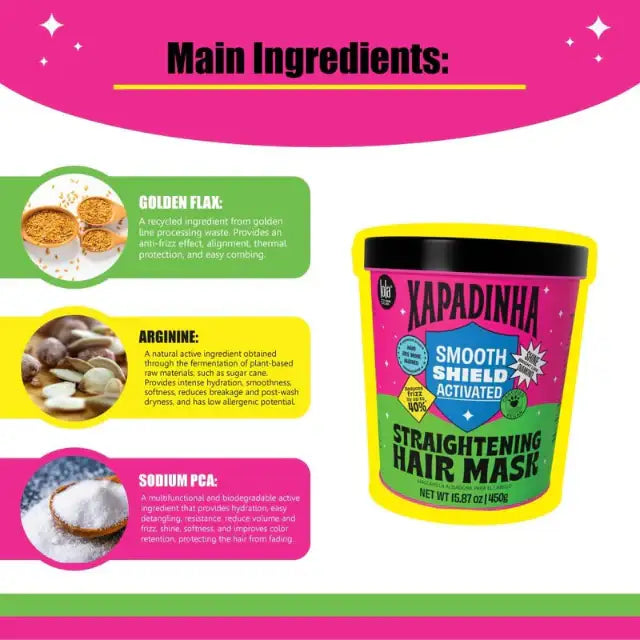 Protective network frizz control mask by XAPADINHA, sealing cuticles for smooth hair – Buy now at MKPBR.COM – Worldwide Shipping