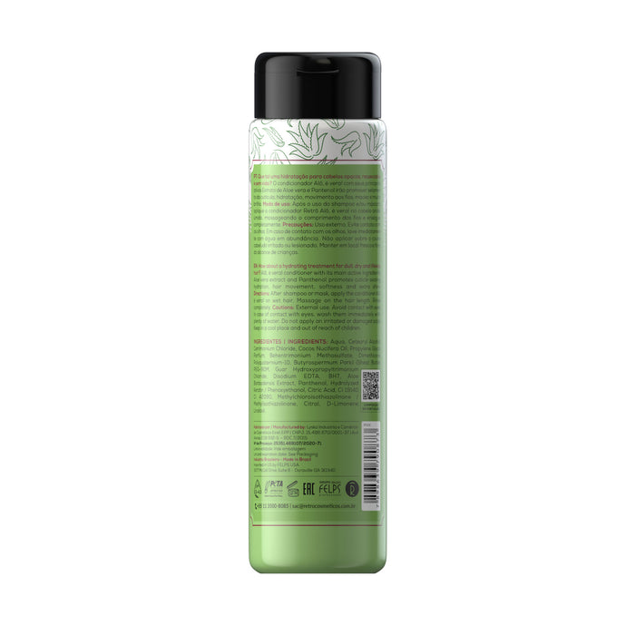 Retrô Cosméticos Alô, É Vera! Aloe Vera Repairing Conditioner 300 ml back label with ingredient list – Buy now at MKPBR.COM – Worldwide Shipping