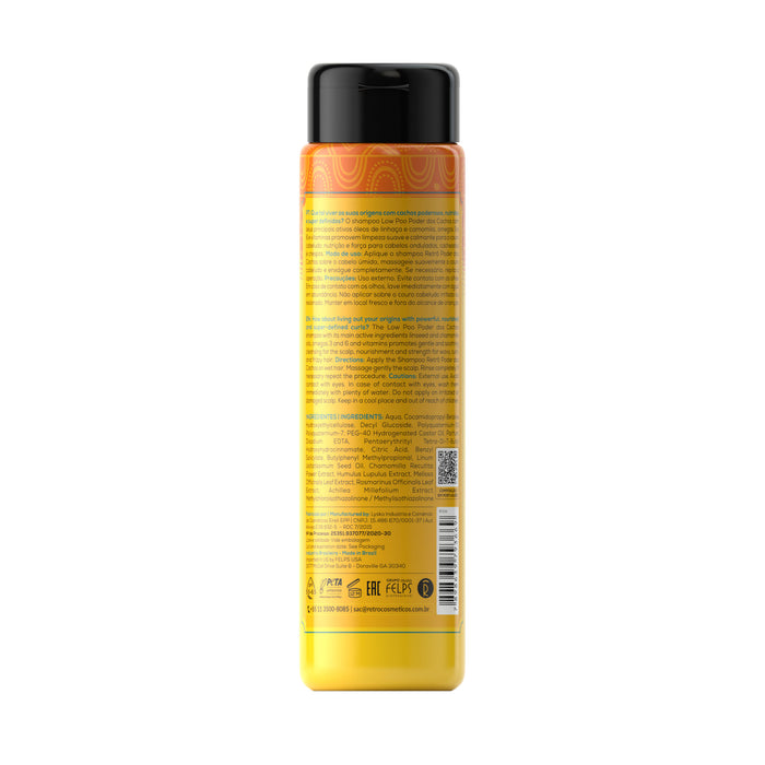 Retrô Cosméticos Poder dos Cachos Low Poo Hydrating Shampoo 300 ml back label with ingredient list – Buy now at MKPBR.COM – Worldwide Shipping
