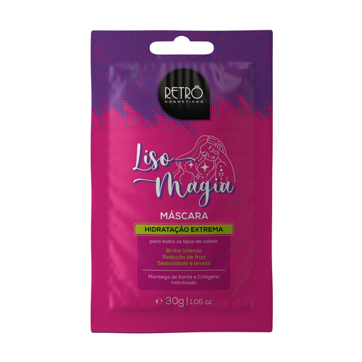 Retrô Cosméticos Liso Magia Hair Mask single-dose sachet 30 g, front of pouch – Buy now at MKPBR.COM – Worldwide Shipping