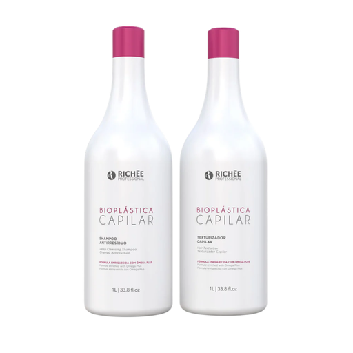 Richée Bioplástica Kit 1L Clarifying Shampoo and Texturizing Cream front view – Buy now at MKPBR.COM – Worldwide Shipping