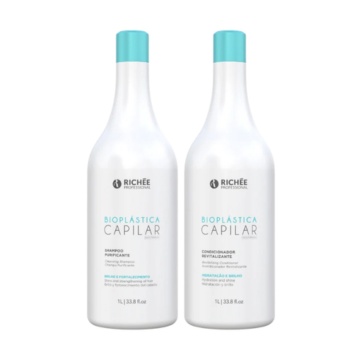 Richée Bioplástica Professional Shampoo and Conditioner Kit 2×1L front view – Buy now at MKPBR.COM – Worldwide Shipping