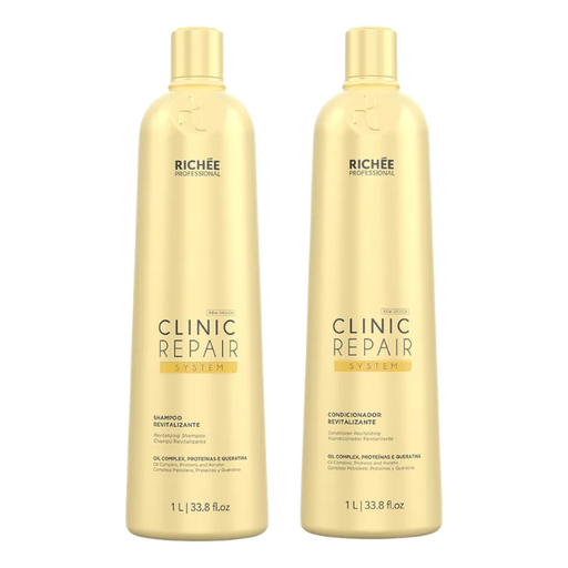 Richée Clinic Repair System Professional Kit 2×1L shampoo and conditioner front view – Buy now at MKPBR.COM – Worldwide Shipping