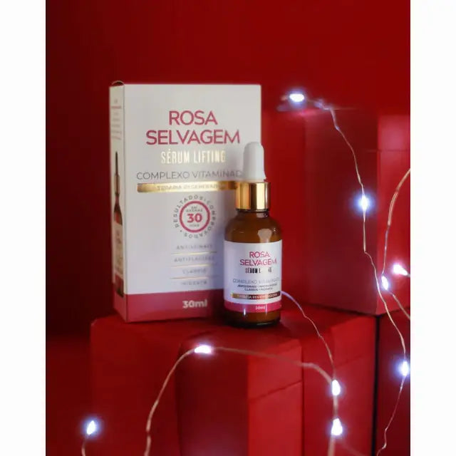 Rosa Selvagem Anti-Aging Lifting Serum Packaging 1.01 fl oz – Elegant design. Buy now at MKPBR.COM – Worldwide Shipping.
