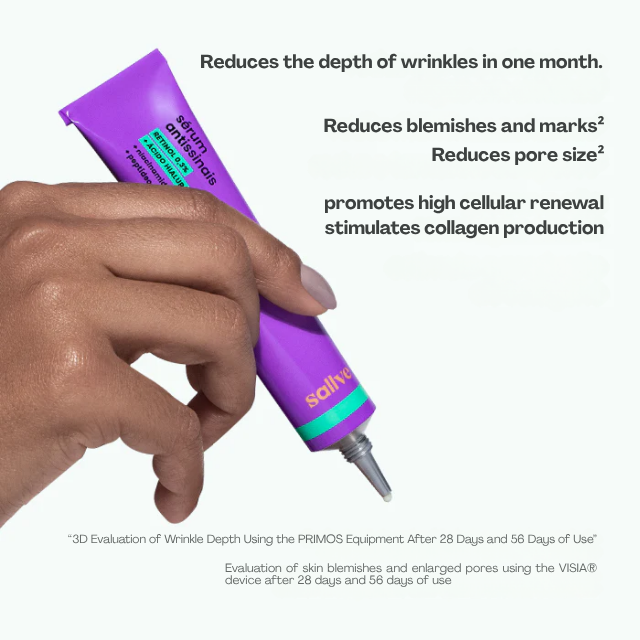 Sallve Sérum Antissinais Retinol Puro 30g boosts firmness – Buy now at MKPBR.COM – Worldwide Shipping
