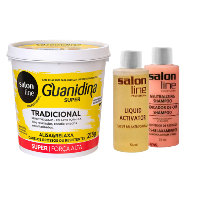 Salon Line Guanidina Super Relaxer Kit front view – Buy now at MKPBR.COM – Worldwide Shipping