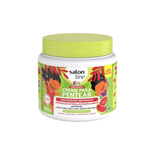 Salon Line Melancia Kids Cachinhos Definidos Styling Cream – Hydration & Definition 17.64 oz (500 g) or 35.27 oz (1 kg) watermelon-scented curl cream – Buy now at MKPBR.COM – Worldwide Shipping