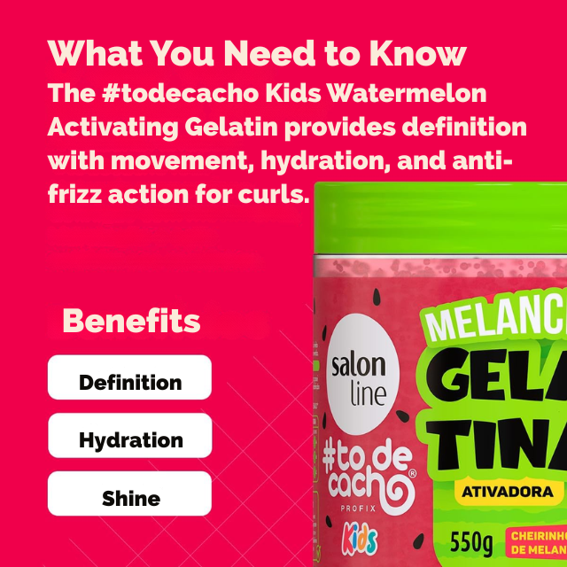 Salon Line #todecacho Melancia Kids Activator Jelly – Hydration & Definition 19.40 oz (550 g) vegan bouncy curl care for children – Buy now at MKPBR.COM – Worldwide Shipping