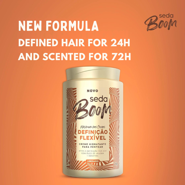 Seda Boom Definição Flexível Hydrating Leave-In Cream, Soft Flexible Curl Definition & Natural Movement, 35.27 oz (1 kg) / 11.83 fl oz (350 ml) – Supports elasticity and natural movement for touchable curls – Buy now at MKPBR.COM – Worldwide Shipping