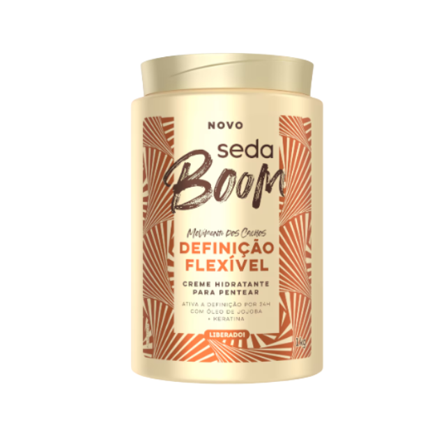 Seda Boom Definição Flexível Hydrating Leave-In Cream, Soft Flexible Curl Definition & Natural Movement, 35.27 oz (1 kg) / 11.83 fl oz (350 ml) – 35.27 oz (1 kg) salon size for daily curl styling routines – Buy now at MKPBR.COM – Worldwide Shipping