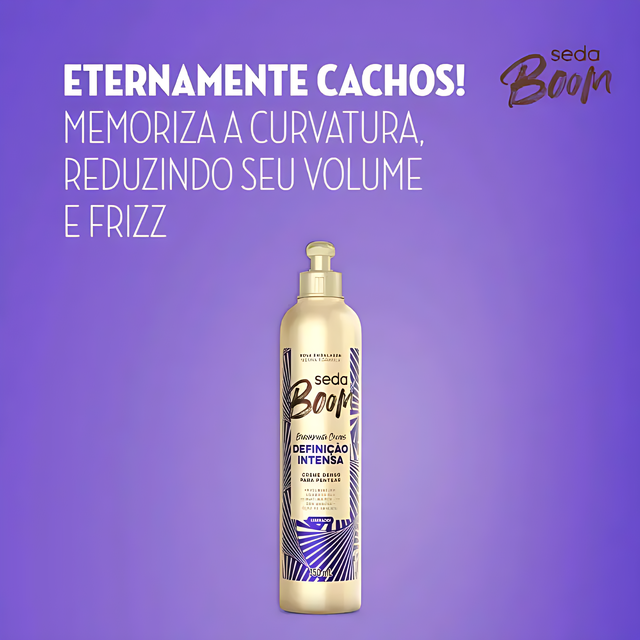 Seda Boom Definição Intensa Curl Definition Cream– Achieve lasting frizz reduction and smooth, manageable curls – Buy now at MKPBR.COM – Worldwide Shipping.