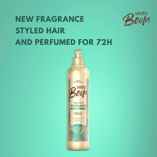 Seda Boom Modelador Anti-Frizz Modeling Leave-In Cream, Anti-Shrink Definition & Frizz Control, 11.83 fl oz (350 ml) – Powerful frizz control for defined, polished coils – Buy now at MKPBR.COM – Worldwide Shipping