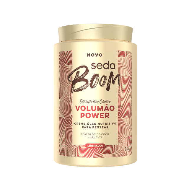 Seda Boom Volumão Power Nutritive Cream-Oil Leave-In, Deep Nourishing for Coily Hair Volume & Shine, 35.27 oz (1 kg) / 11.83 fl oz (350 ml) – Buy now at MKPBR.COM – Worldwide Shipping