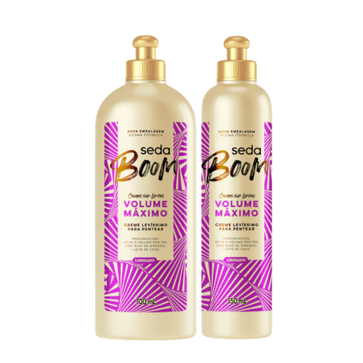 Seda Boom Volume Máximo Ultra-Lightweight Leave-In Cream, Maximum Volume & 72h Activation, 23.67 fl oz (700 ml) / 11.83 fl oz (350 ml) – Buy now at MKPBR.COM – Worldwide Shipping