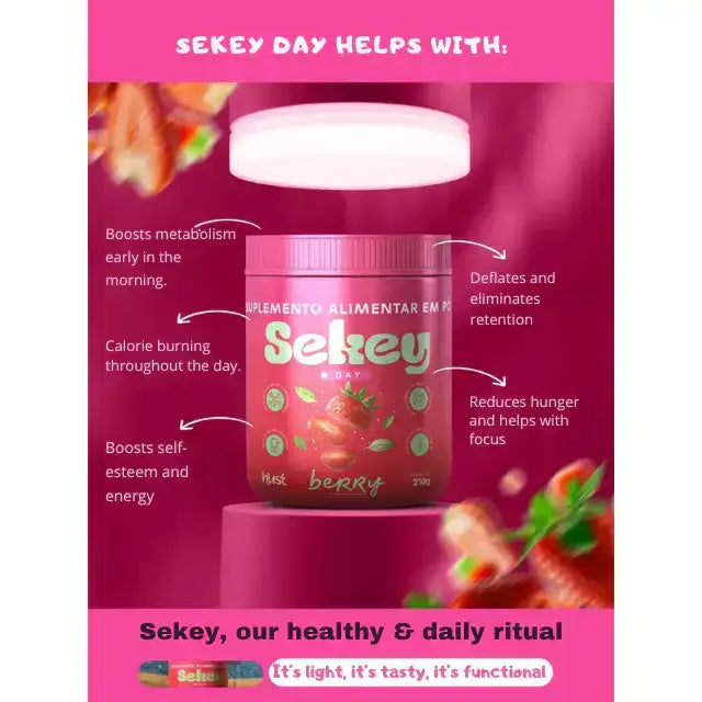 Sekey Day Energy & Metabolism Powdered Supplement - Strawberry - Morning Metabolism Booster - Buy now at MKPBR.COM - Worldwide Shipping