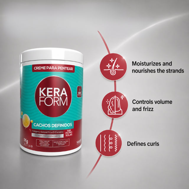 Skafe Keraform Defined Curls 1kg leave-in cream with hydrolyzed Collagen and Quinoa for curly hair definition Buy now at MKPBR.COM – Worldwide Shipping