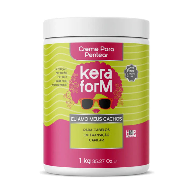 Skafe Keraform I Love My Curls Leave-In Cream 35.27 oz – Front view of large-format jar with Brazilian branding for curly hair Buy now at MKPBR.COM – Worldwide Shipping