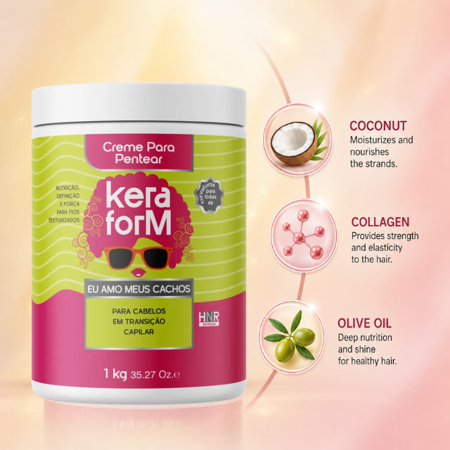 Skafe Keraform I Love My Curls professional leave-in cream for effortless detangling and frizz control on curly hair Buy now at MKPBR.COM – Worldwide Shipping