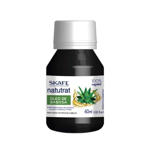 Skafe Natutrat S.O.S. Aloe Vera Hair Oil 2.02 fl oz – Front view of dropper bottle with Brazilian branding for deep hydration and scalp care Buy now at MKPBR.COM – Worldwide Shipping