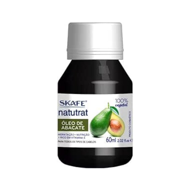 Skafe Natutrat S.O.S. Avocado Hair Oil 2.02 fl oz – Front view of dropper bottle with Brazilian branding for damaged hair repair Buy now at MKPBR.COM – Worldwide Shipping