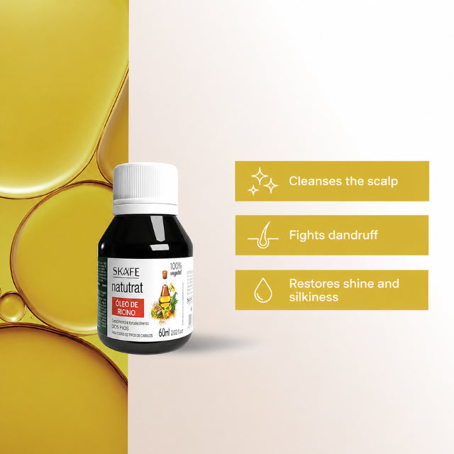 Skafe Natutrat S.O.S. Castor Oil 60ml 100 vegan hair strengthening treatment with Omega 9 and Vitamin E Buy now at MKPBR.COM – Worldwide Shipping