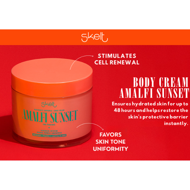 Skelt Amalfi Sunset Body Cream – Hydrating Deodorant Moisturizer with Niacinamide & Shea Butter – 7.05 oz (200 g) ingredients back label – Buy now at MKPBR.COM – Worldwide Shipping