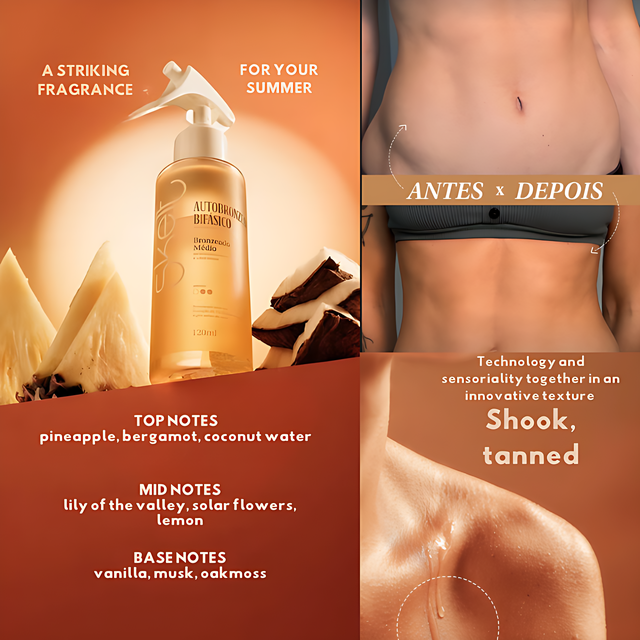 Skelt Biphasic Self-Tanning Water for Expert Users – Medium Bronze + Grand Bahama Fragrance + Included Skelt Tanning Mitt – 5.07 oz (150 ml) biphasic layers before shaking – Buy now at MKPBR.COM – Worldwide Shipping