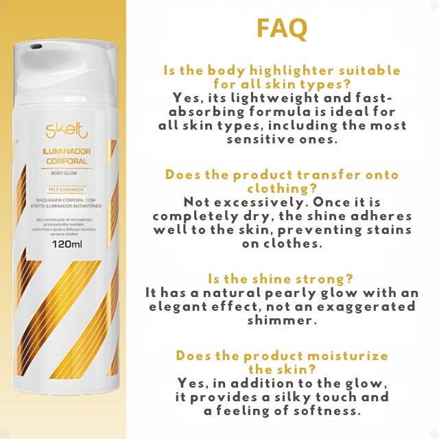 Skelt Body Illuminator Glow Makeup – Golden Radiance, Soft Bronze & Blur Effect – 4.06 oz (120 ml) event-ready body glow look – Buy now at MKPBR.COM – Worldwide Shipping