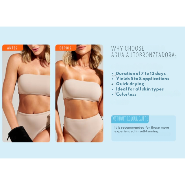 Skelt Self-Tanning Water with Hyaluronic Acid Colorless Natural Bronze 5.07 oz (150 ml) Brazilian glow aesthetic – Buy now at MKPBR.COM – Worldwide Shipping