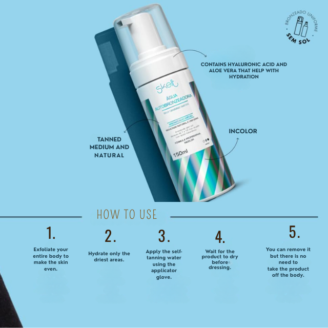 Skelt Self-Tanning Water with Hyaluronic Acid Colorless Natural Bronze 5.07 oz (150 ml) salon professional use – Buy now at MKPBR.COM – Worldwide Shipping