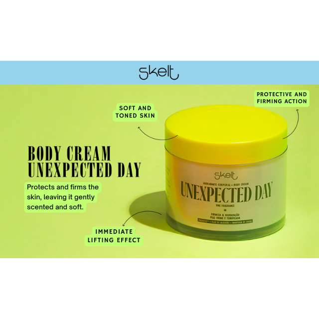 Skelt Unexpected Day Body Cream – Firming & Toning Moisturizer with Prolevis™ & Cocoa Butter – 7.05 oz (200 g) active lifestyle routine – Buy now at MKPBR.COM – Worldwide Shipping