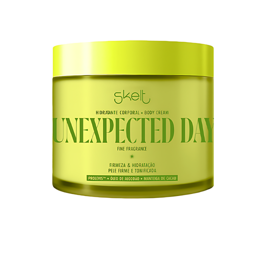 Skelt Unexpected Day Body Cream – Firming & Toning Moisturizer with Prolevis™ & Cocoa Butter – 7.05 oz (200 g) hero packaging – Buy now at MKPBR.COM – Worldwide Shipping