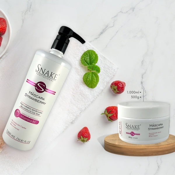 Snake Profissional Strawberry Hair Mask 1000ml professional size label – Buy now at MKPBR.COM – Worldwide Shipping