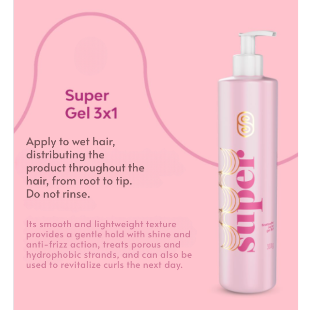 Super Cacheada Finalizador Super Gel 3x1 Multifunctional Styling & Treatment Gel 10.58 oz (300 g) by MKPBR Wellness – Buy now at MKPBR.COM – Worldwide Shipping