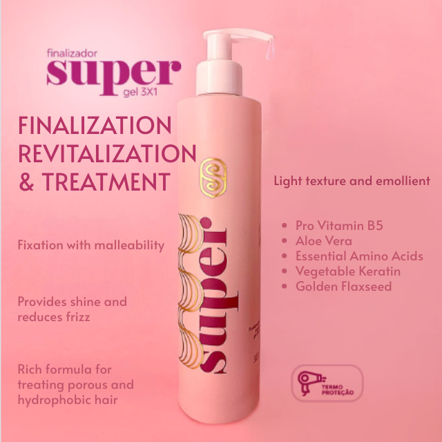 Super Cacheada Finalizador Super Gel 3x1 Multifunctional Styling & Treatment Gel 10.58 oz (300 g) Brazilian 3-in-1 Formula – Buy now at MKPBR.COM – Worldwide Shipping