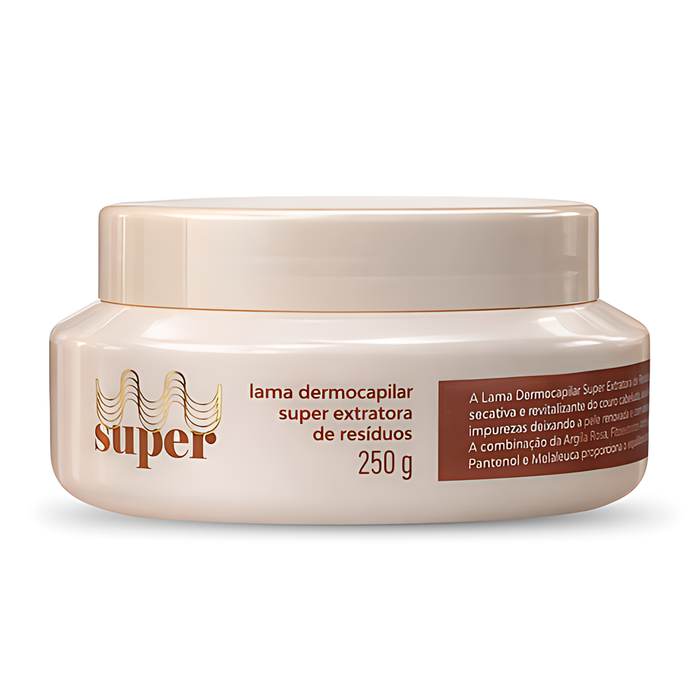 Super Cacheada Lama Dermocapilar Super Extratora de Resíduos clarifying scalp detox mud with pink clay – Buy now at MKPBR.COM – Worldwide Shipping