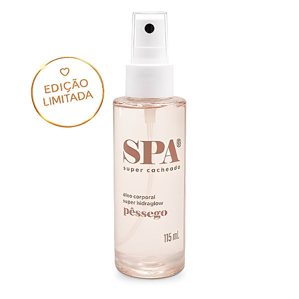 Super Cacheada Óleo Corporal Super HidraGlow Peach SPA lightweight body oil with vitamin E – Buy now at MKPBR.COM – Worldwide Shipping
